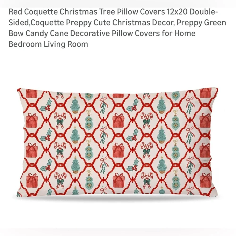 New- Set of SIX Festive Red and White Festive couch Pillow Set